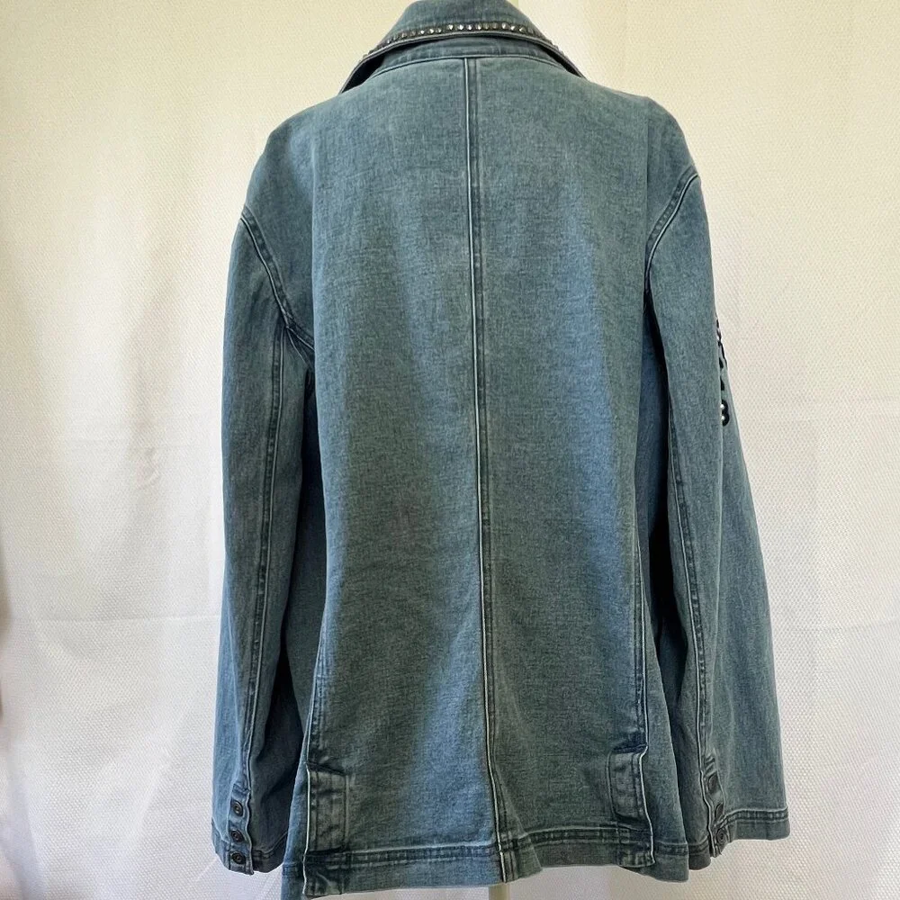 DG2 Diane Gilman Light-wash Women's Denim Blazer - Picture 5 of 16